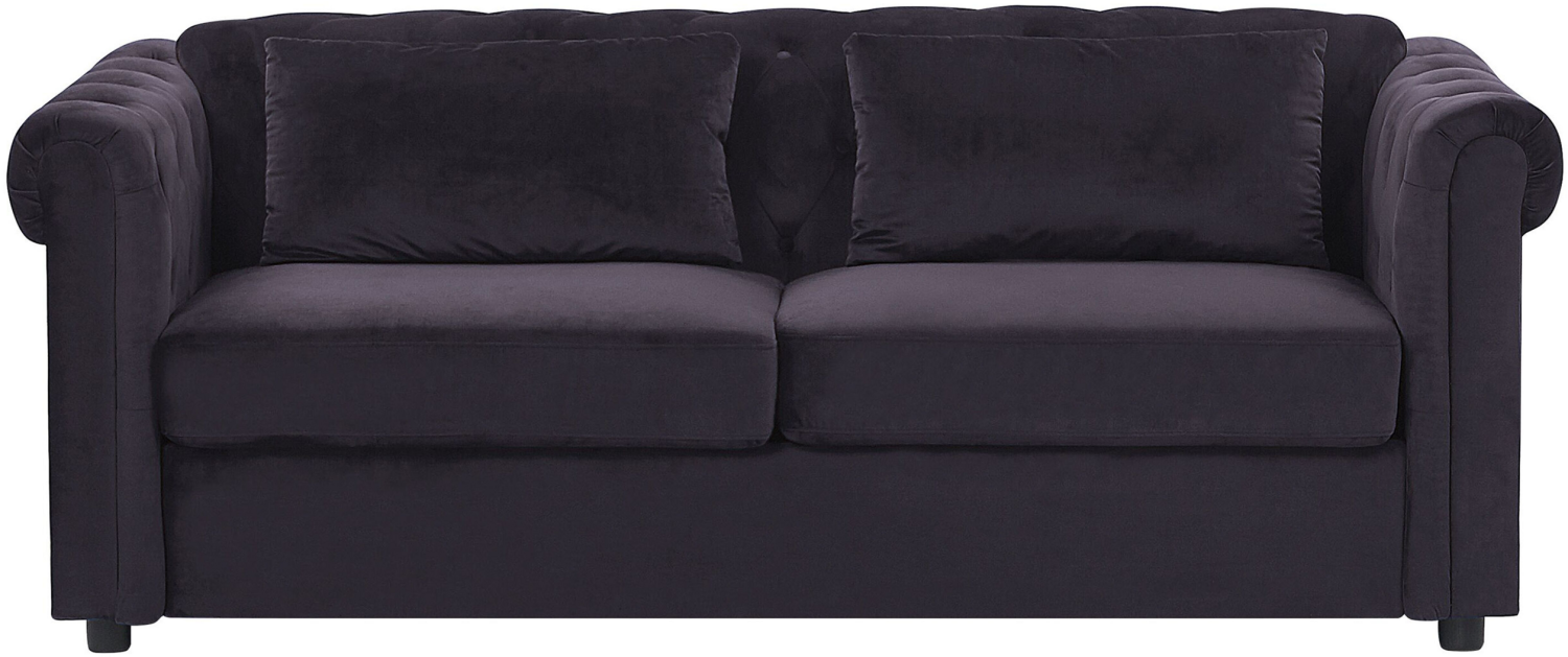 Schlafsofa 3-Sitzer Samtstoff schwarz CHESTERFIELD Bild 1