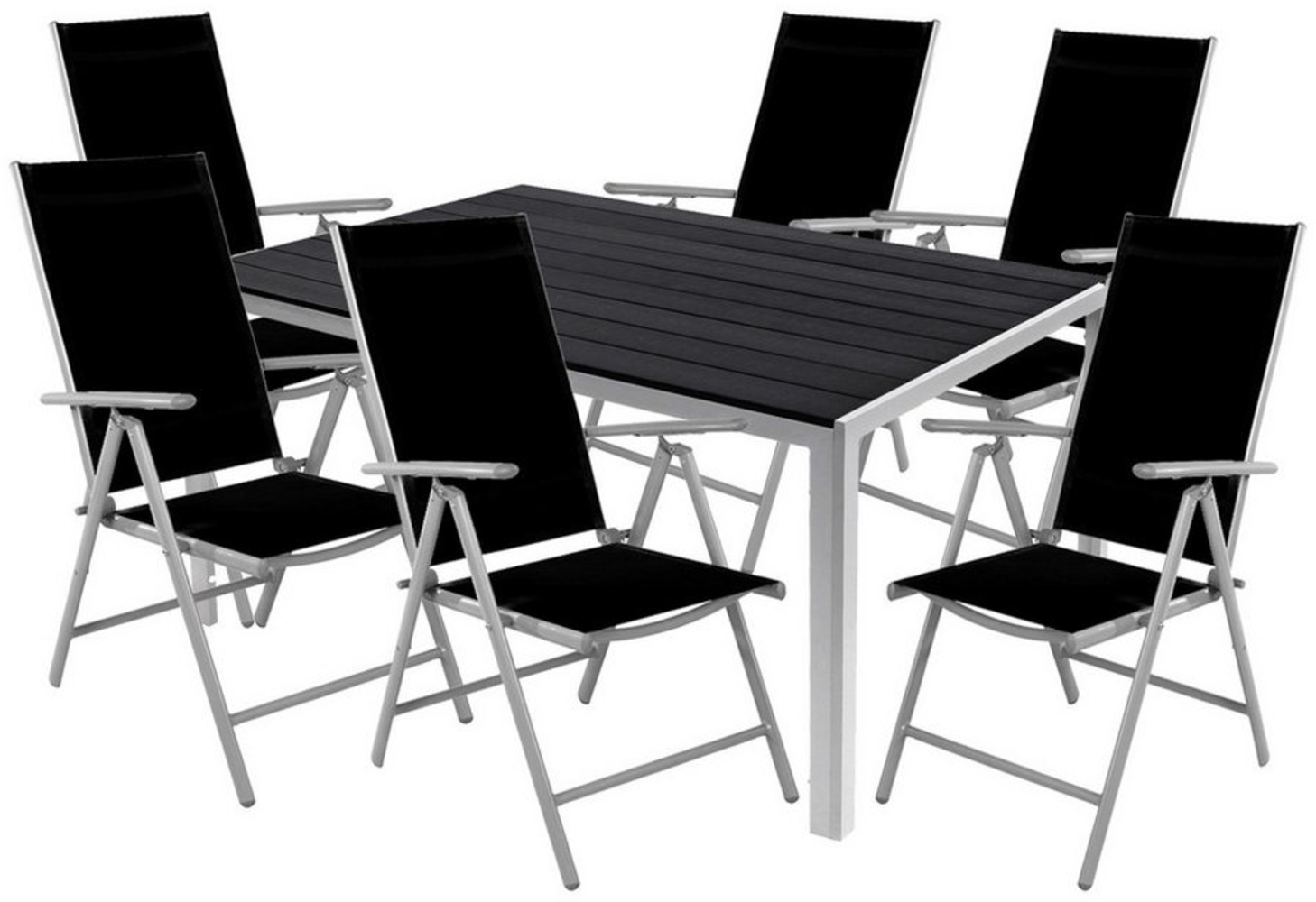 7tlg Gartenmöbel Set Gartengarnitur Outdoor Alu Non-Wood 180x90x74cm Bild 1