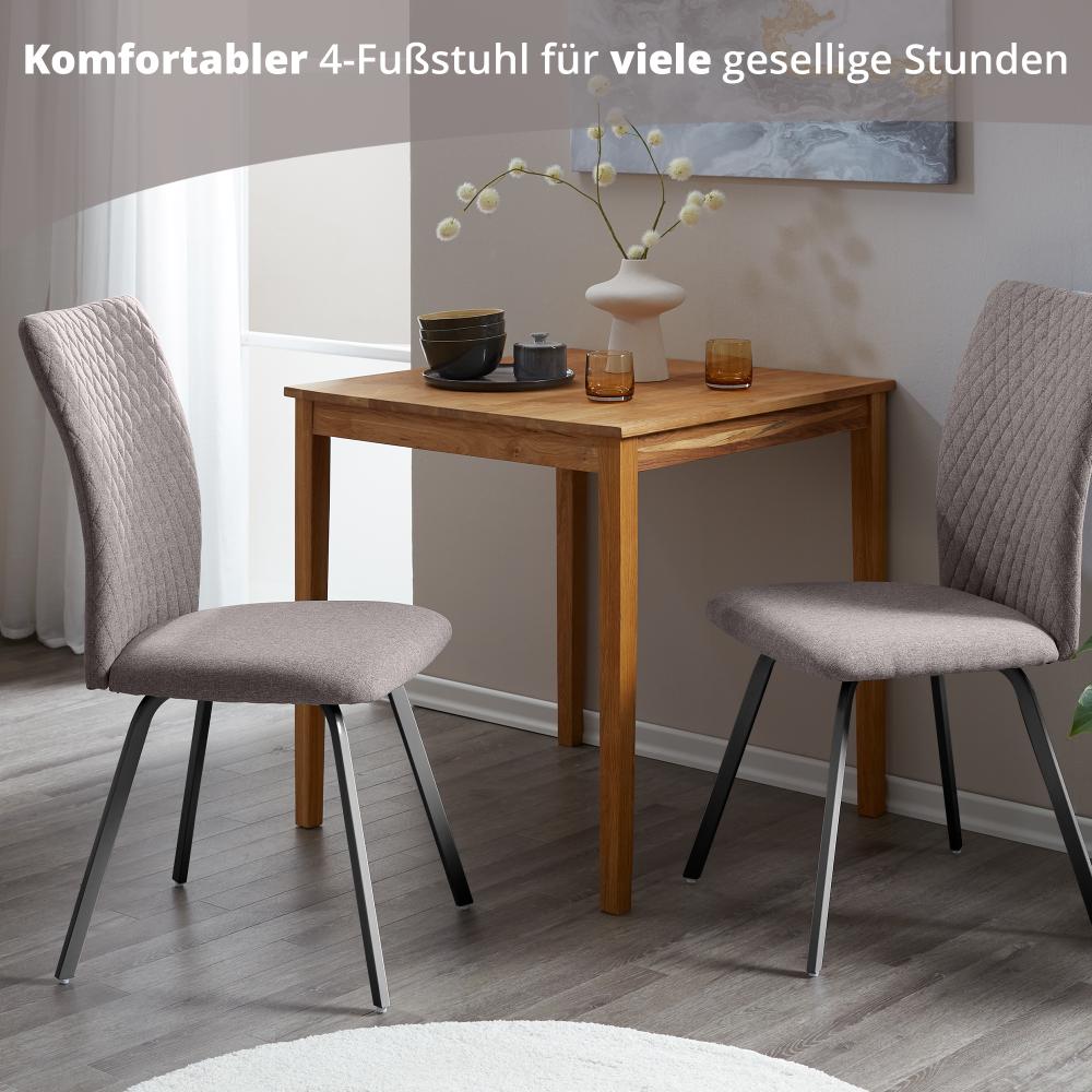 KHG Esszimmerstühle 6er Set, Polsterstuhl Grau Webstoff gesteppt, Stuhlbeine Metall schwarz pulverbeschichtet, Küchenstuhl, Essstuhl für Esszimmer Küche Büro Bild 1