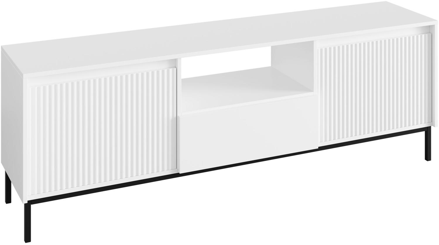 TV-Lowboard Ozmi 2K1SZ mit 2 Türen und Schubladen auf Kugelgleitschiene (Farbe: Weiß) Bild 1