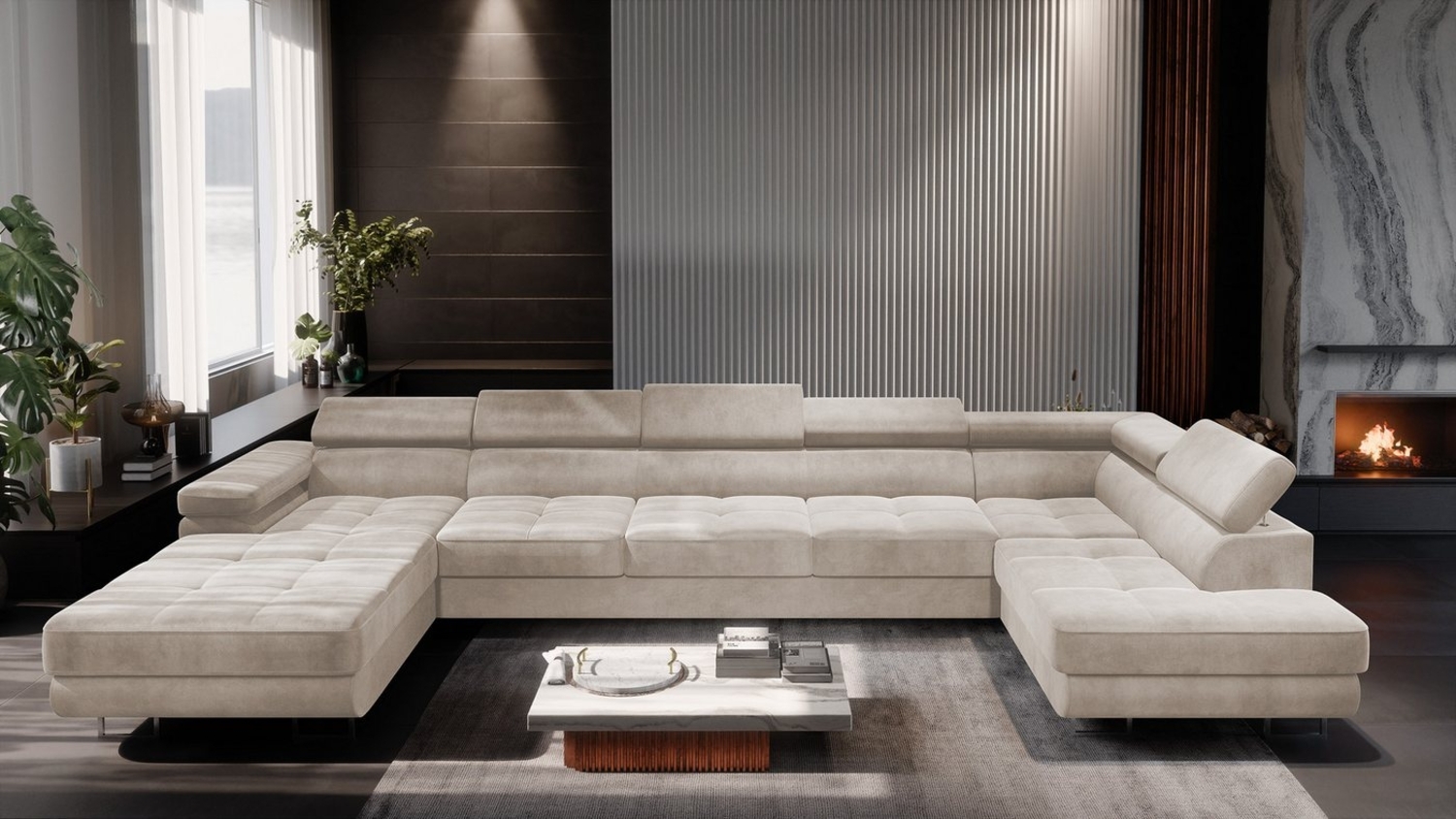 NEXT COLLECTION Ecksofa WILD MAXI U, elegante Metallbeine, verstellbare Kopfstützen, 2x Bettkasten, mit Schlaffunktion Bild 1