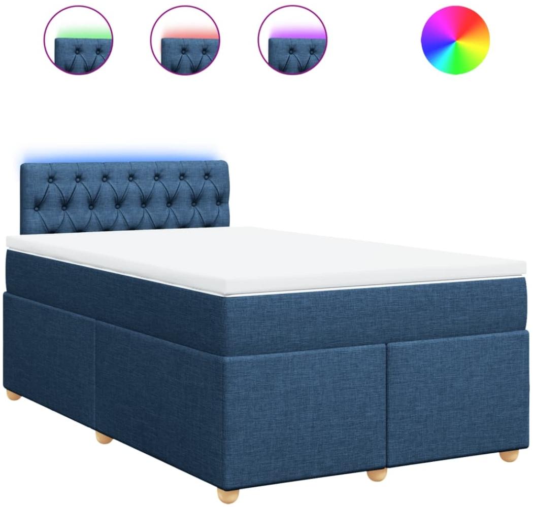 vidaXL Boxspringbett mit Matratze Blau 120x190 cm Stoff 3288932 Bild 1