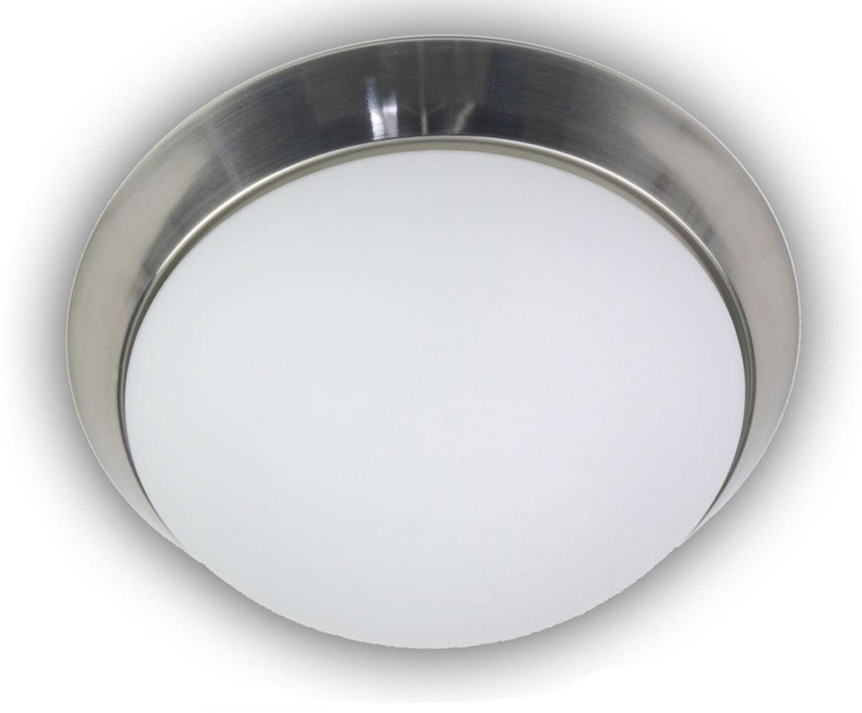 LED-Deckenleuchte rund, Opalglas matt, Dekorring Nickel matt, Ø 25cm Bild 1