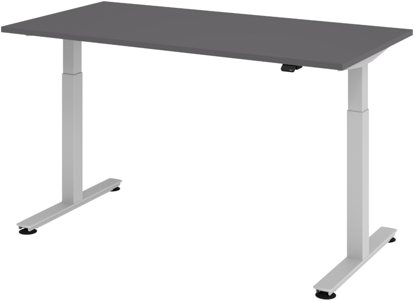 bümö elektrisch höhenverstellbarer Schreibtisch Graphit 160x80 cm, Gestell: Silber - Büroschreibtisch höhenverstellbar elektrisch, elektrischer Bürotisch & Gaming Tisch, Stehschreibtisch, XMST-16-G-S Bild 1