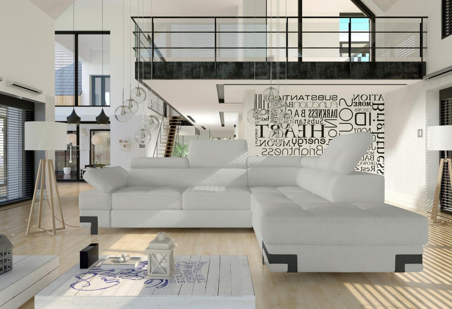 Stylefy Rio L Ecksofa Kunstleder MADRYT Weiß I Rechts Bild 1