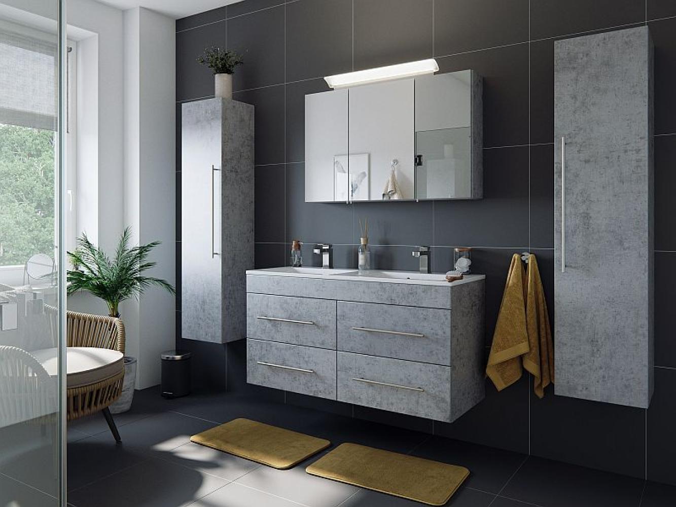 Posseik Badmöbelset Argos 120 cm 5-tlg. beton inkl. LED Spiegel Bild 1