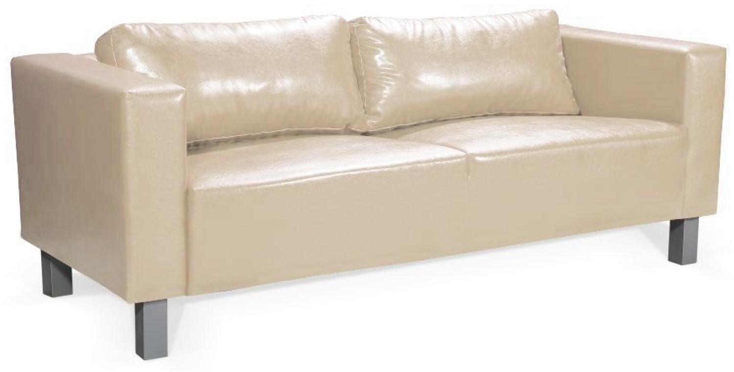 Sofa Designersofa MAILAND 3-Sitzer in Kunstleder Creme Bild 1