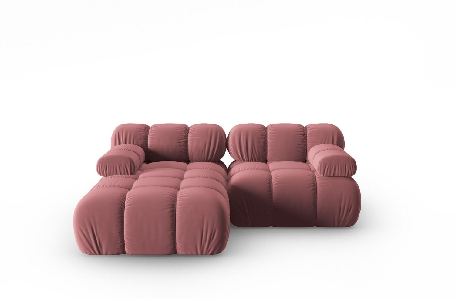 Micadoni Modulares Ecksofa Bellis 3-Sitzer Links Samtstoff Rosa Bild 1