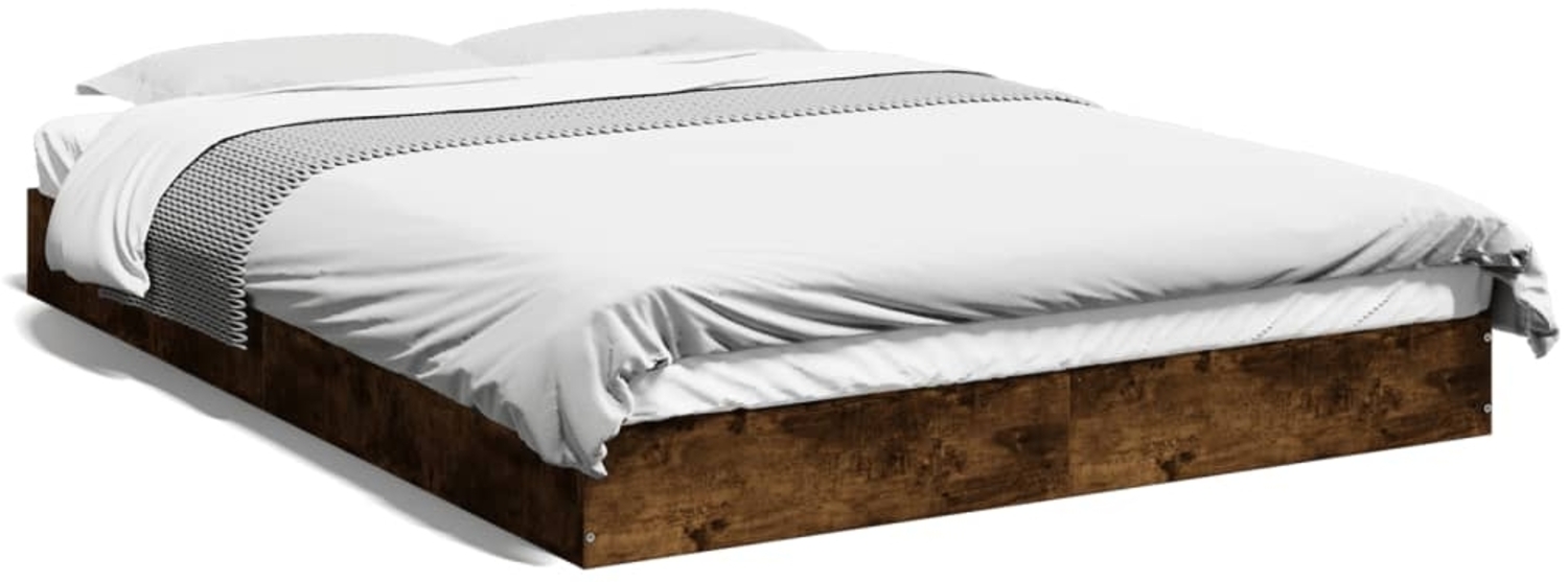 vidaXL Bettgestell ohne Matratze Räuchereiche 140x200 cm Holzwerkstoff 842025 Bild 1