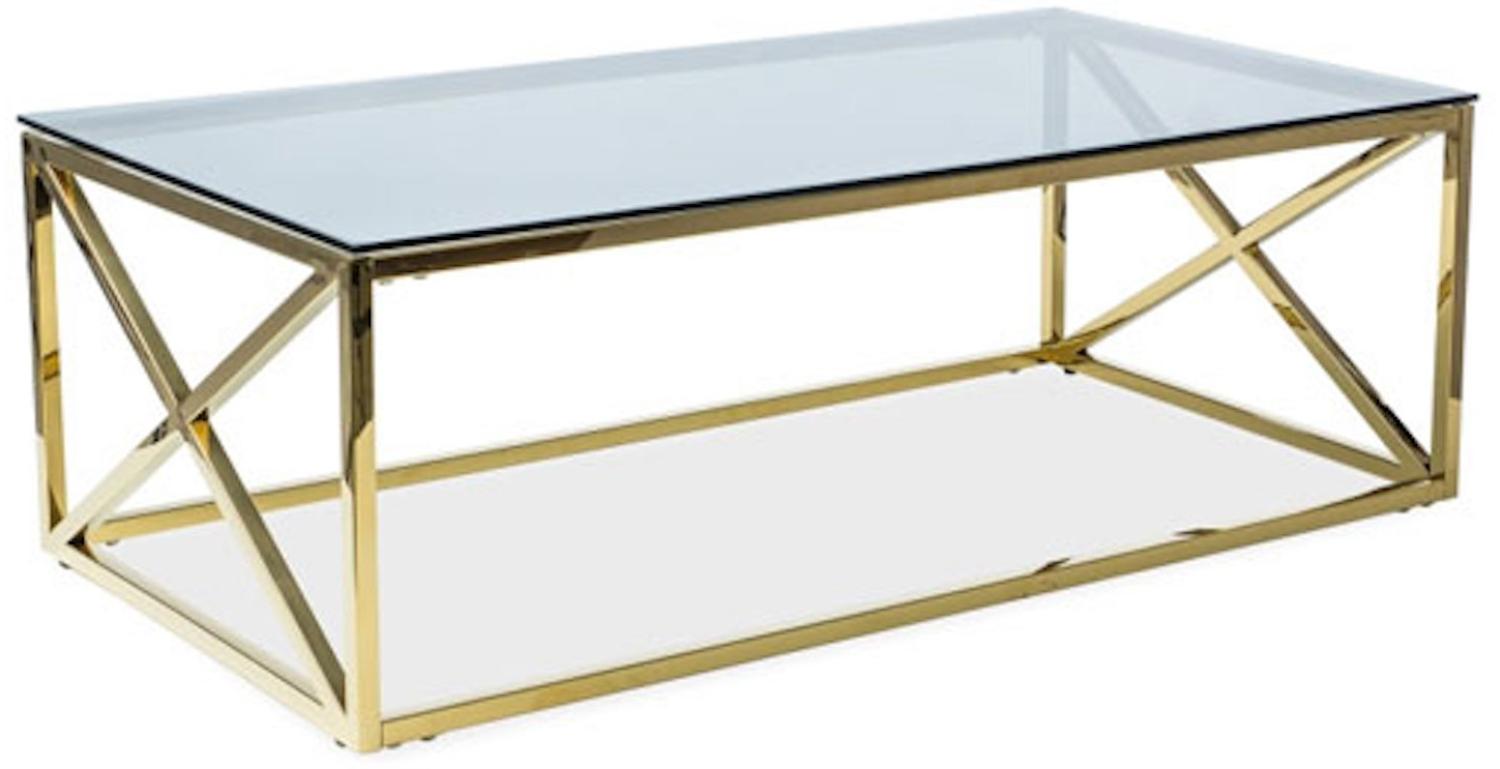 Couchtisch Glastisch Elise A 120x60x40cm Gold Rauchglas Bild 1