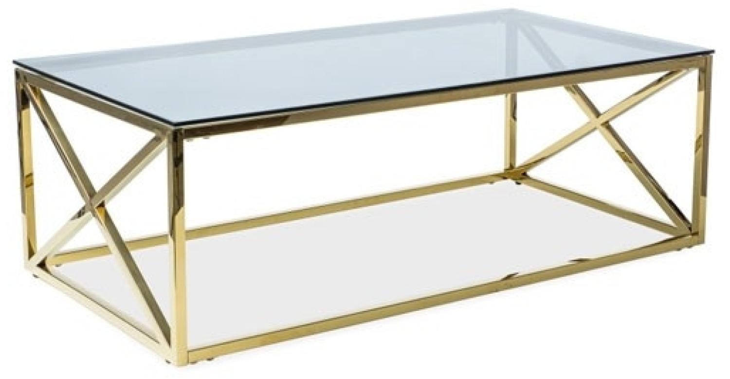 Couchtisch Glastisch Elise A 120x60x40cm Gold Rauchglas Bild 1