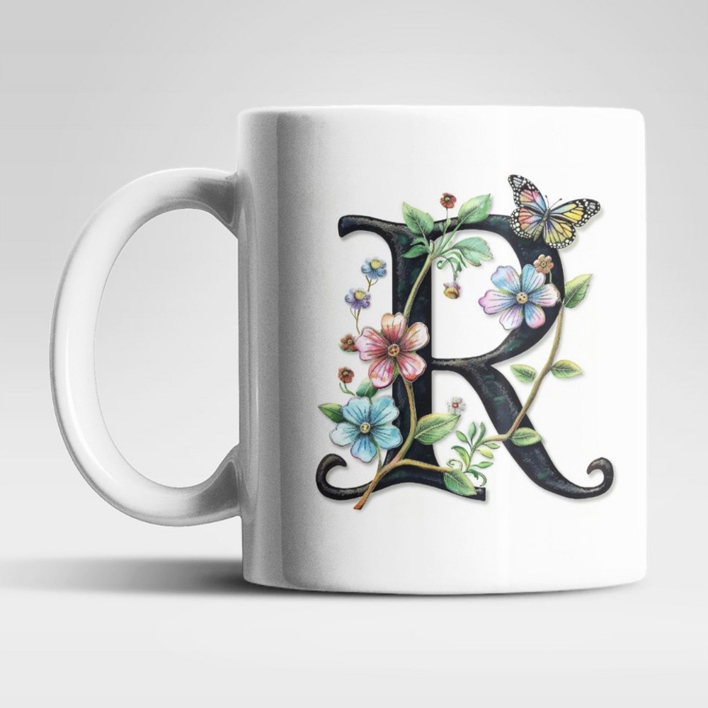 WS-Trend Tasse Name A bis Z Blumen Schmetterlinge Kaffeetasse Teetasse Geschenkidee, Keramik Bild 1