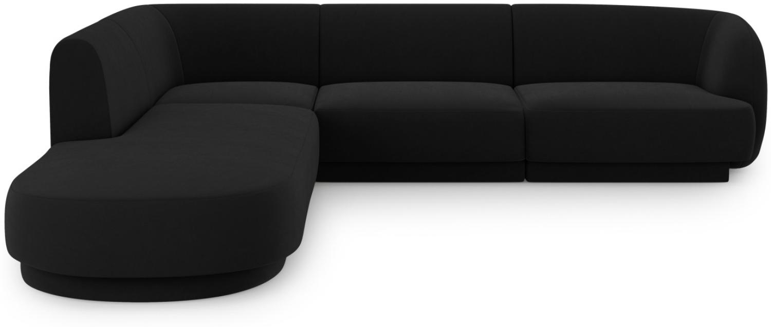 Micadoni 6-Sitzer Ecke links Sofa Miley | Beinfarbe Black Plastic, Schwarz, Samt Bild 1