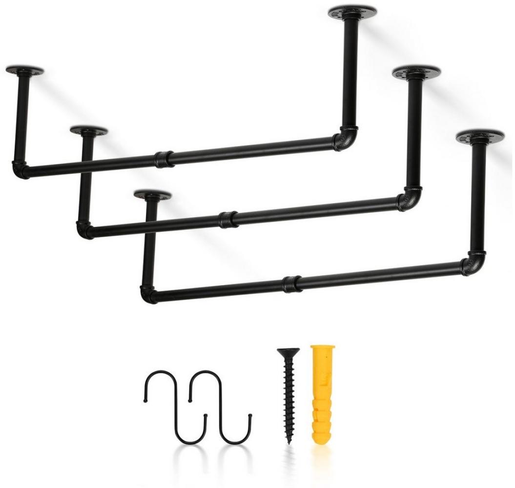 Clanmacy Kleiderstange Garderobenstange 3St Wandmontage Kleiderständer Garderobenständer 92cm (Wandgarderoben, Garderobenstangen, 3 St, 3x Kleiderstange, Mit 36 Haken, 24 Schrauben, 24 Kunststoffteile), Hohe Belastbarkeit bis 65kg,Einfache Installation... Bild 1