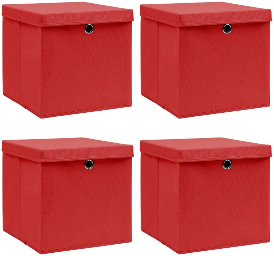 vidaXL Aufbewahrungsboxen mit Deckeln 4 Stk. Rot 32x32x32 cm Stoff 288362 Bild 1