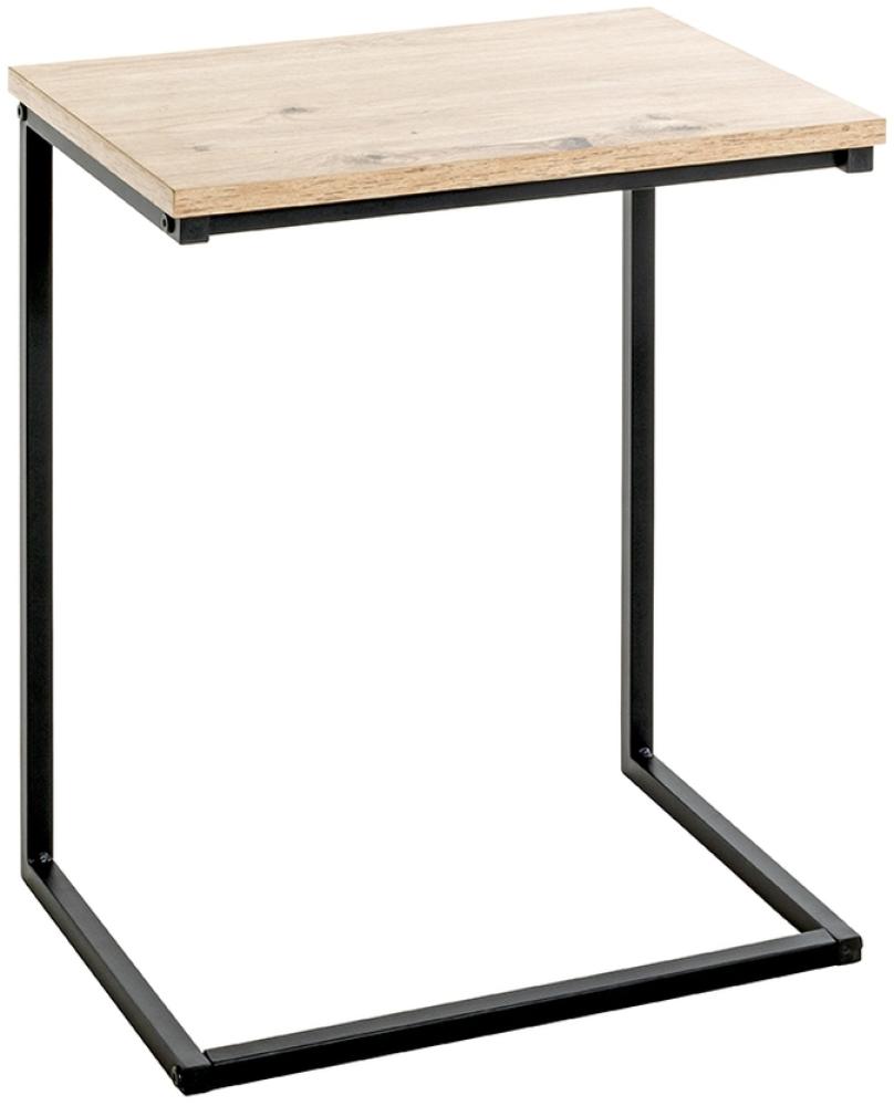 Beistelltisch >52471< in eiche, schwarz, MDF, Metall - 40x50x30cm (BxHxT) Bild 1