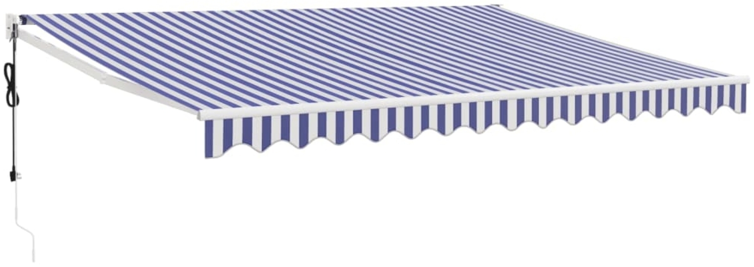 vidaXL Elektrische Markise mit Kurbel Blau und Weiß 4,5x3 m 3154474 Bild 1