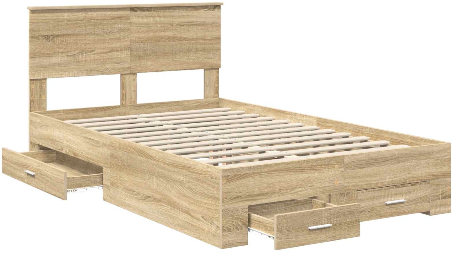 vidaXL Bettrahmen mit Kopfteil Sonoma-Eiche 120 x 200 cm Holzwerkstoff 3410915 Bild 1