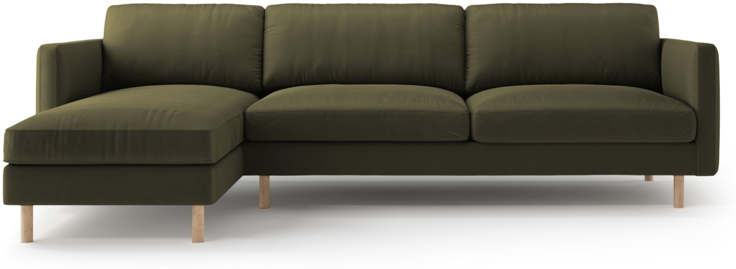 Micadoni Ecksofa Eden 4-Sitzer Links Samt Moßgrün Melange Bild 1