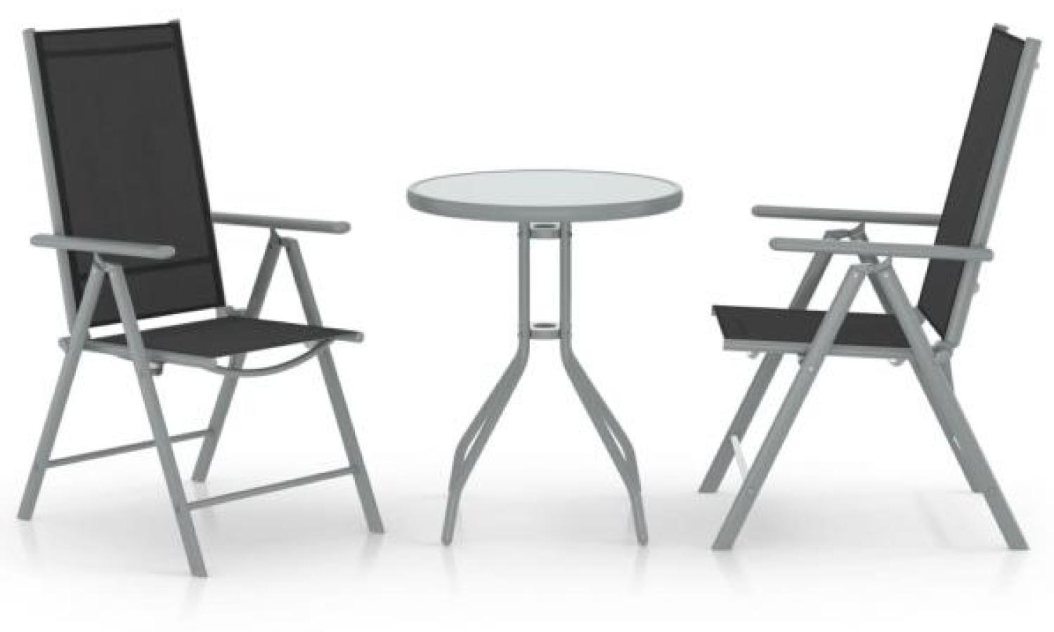 vidaXL 3-tlg. Bistro-Set Aluminium und Textilene Silbern 3070653 Bild 1