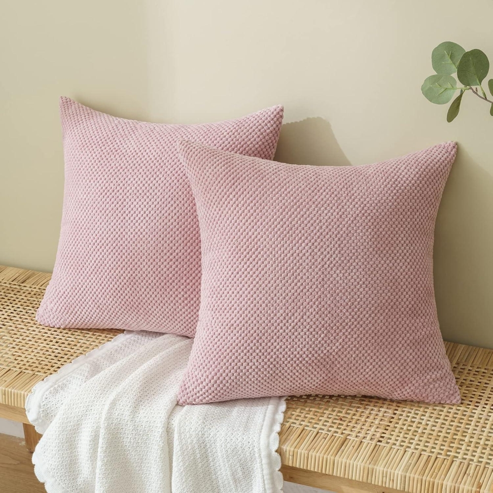 Kordsamt Kissenbezug 40x40cm Rosa 2er Set für Couch Sofa - EMEMA Bild 1