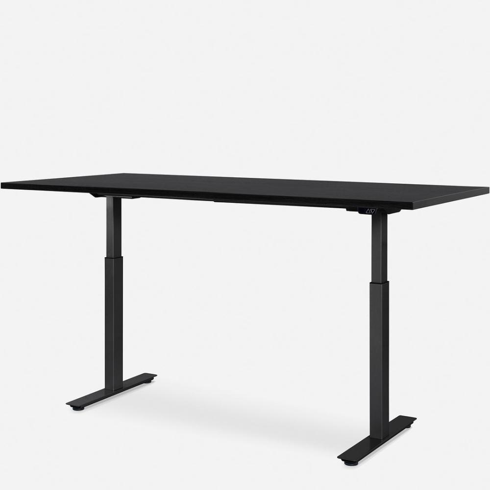 180 x 80 cm WRK21® SMART - Sorano Eiche Dunkelbraun / Schwarz elektrisch höhenverstellbarer Schreibtisch Bild 1