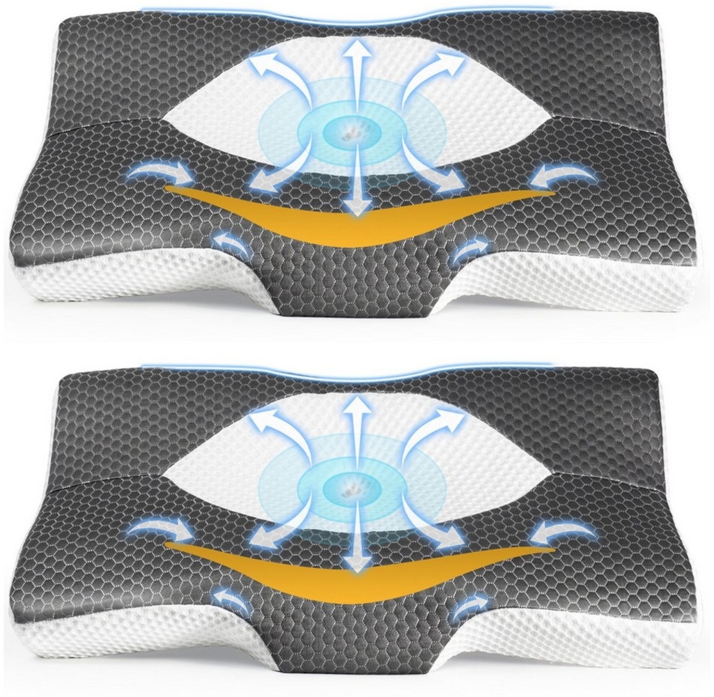 Esun Kopfkissen Kopfkissen, Ergonomisches Memory Foam Kissen, Orthopädisches Kissen, Füllung: Rückstellschaum, Rückenschlafer, Seitenschlafer, Bauchschlafer, Set, Kissen vom OEKO-TEX® und CertiPUR Getestet, Kopfkissen für Seiten Rücken Bauchschläfer (6... Bild 1