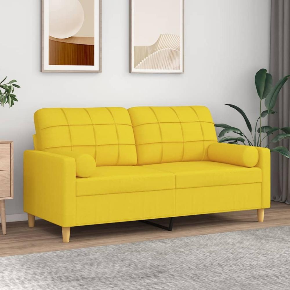 vidaXL 2-Sitzer-Sofa mit Zierkissen Hellgelb 140 cm Stoff 3200787 Bild 1