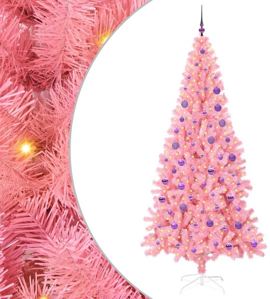 vidaXL Weihnachtsbaum mit 300 LEDs mit Ständer Rosa 180 cm PVC 3396435 Bild 1