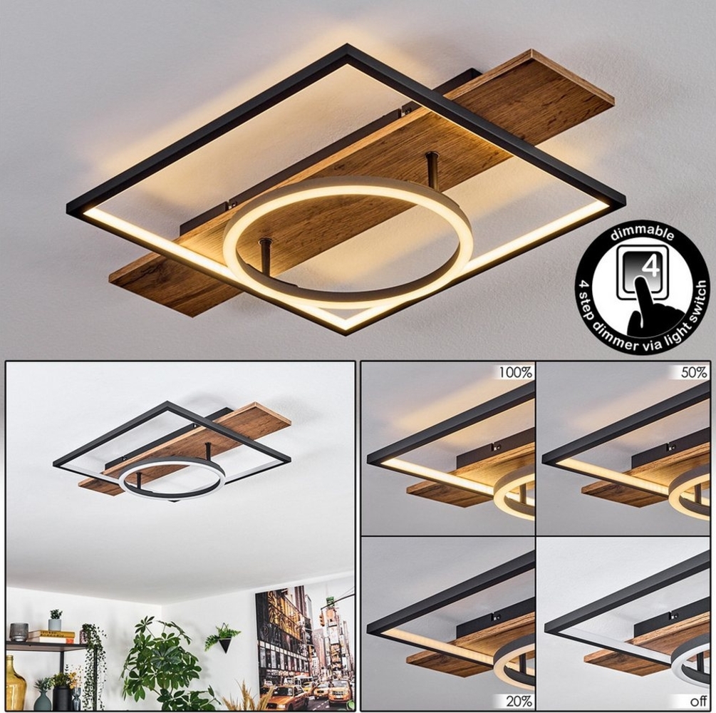 hofstein Deckenleuchte Deckenlampe aus Metall/MDF/Kunststoff in Schwarz/Holzoptik/Braun/Weiß, ohne Leuchtmittel, moderne Deckenleuchte, 24 Watt, 3000 Kelvin Bild 1