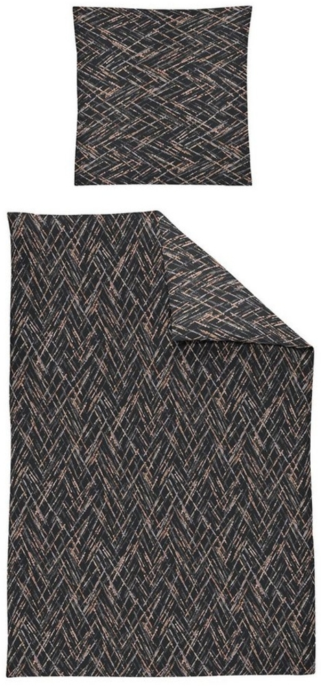 Irisette Cora Interlock Jersey Bettwäsche 135x200 Grafik grau Zickzack 8354-11 Bild 1