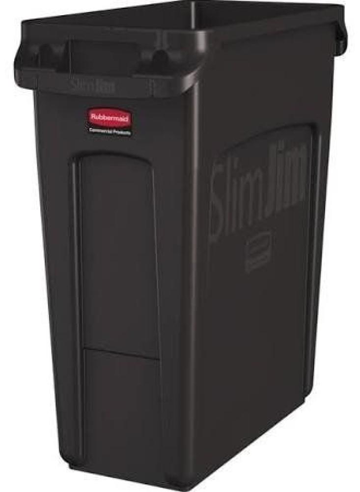 Rubbermaid 1955959 Vented Slim Jim-Abfalltonne, Kunststoff, 60 L, Schwarz Bild 1