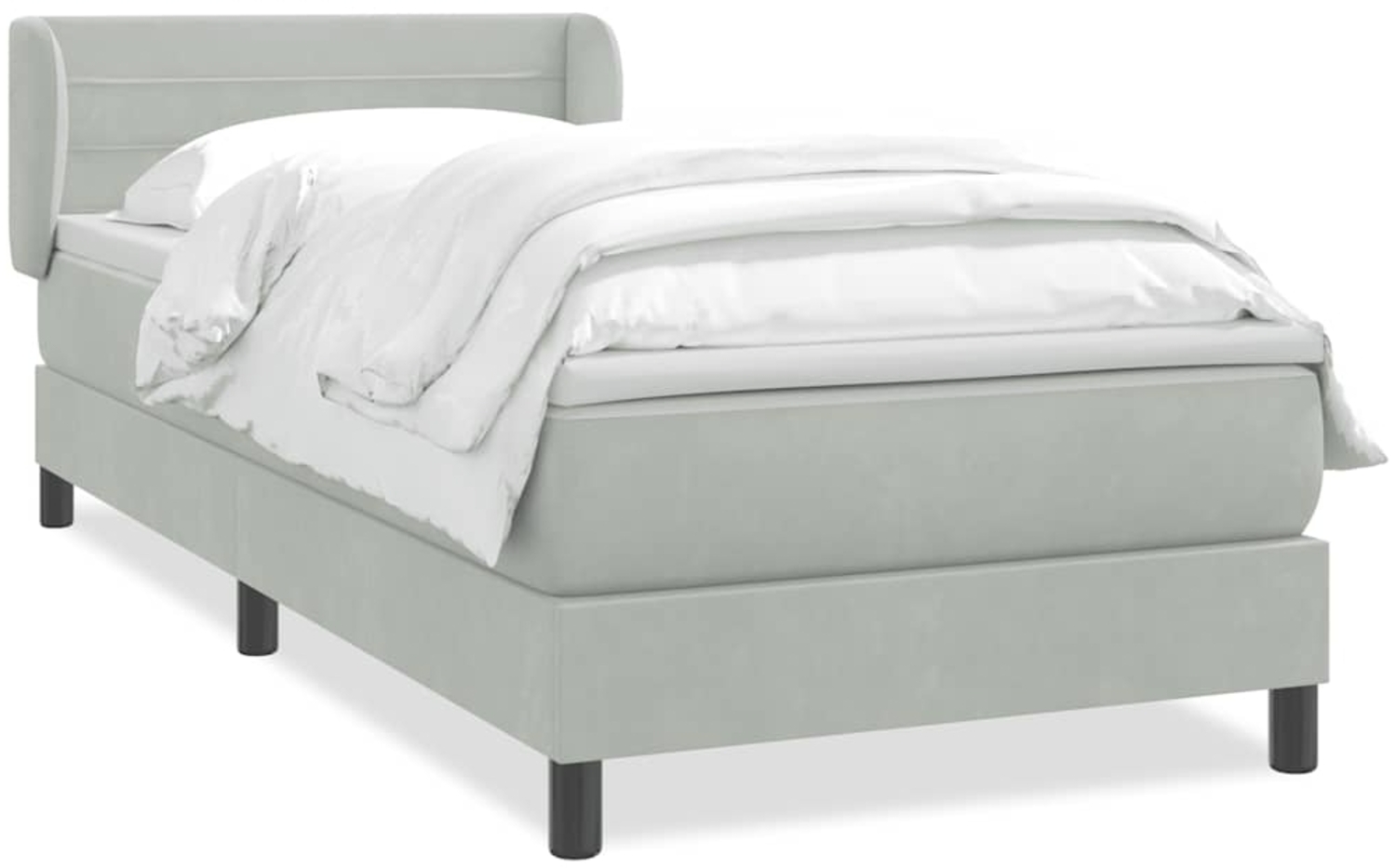 vidaXL Boxspringbett mit Matratze Hellgrau 90x220 cm Samt 3317637 Bild 1