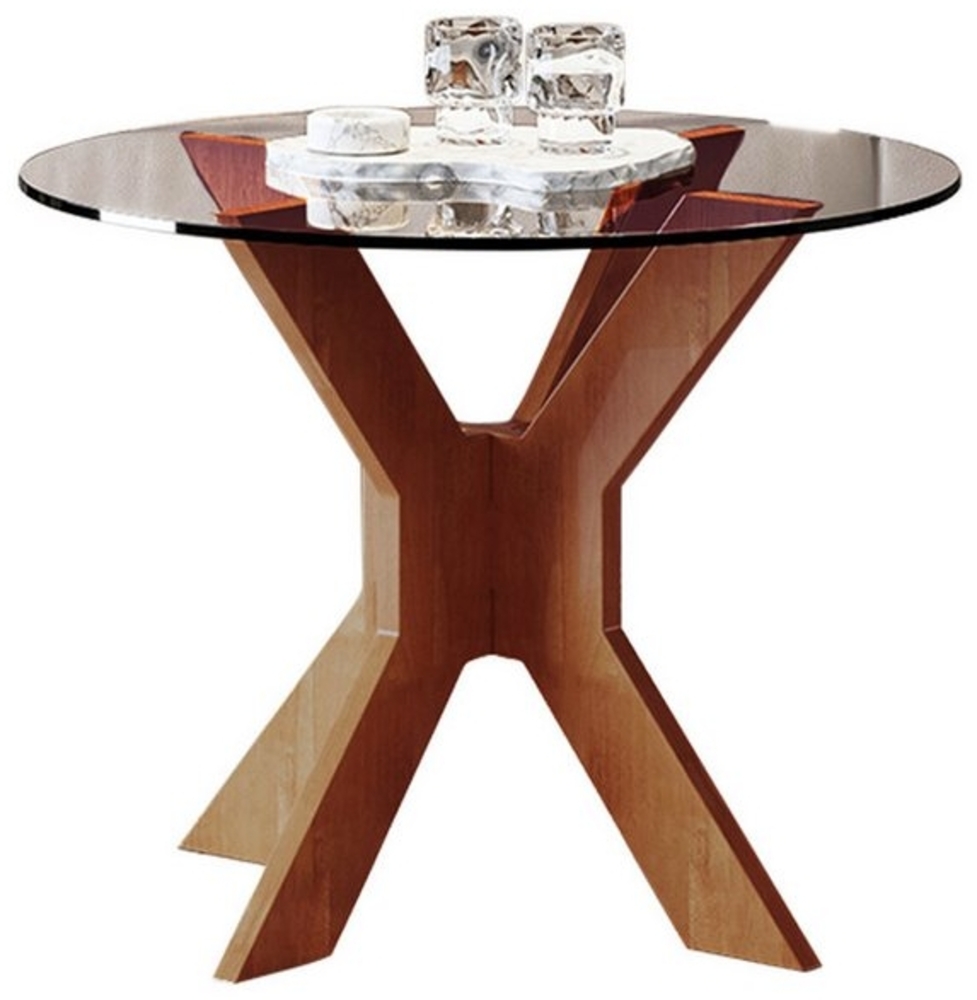 TWSOUL Couchtisch Runder Couchtisch, Glasplatte, Durchmesser 50cm (Ein Tisch), X-Struktur-Design Bild 1