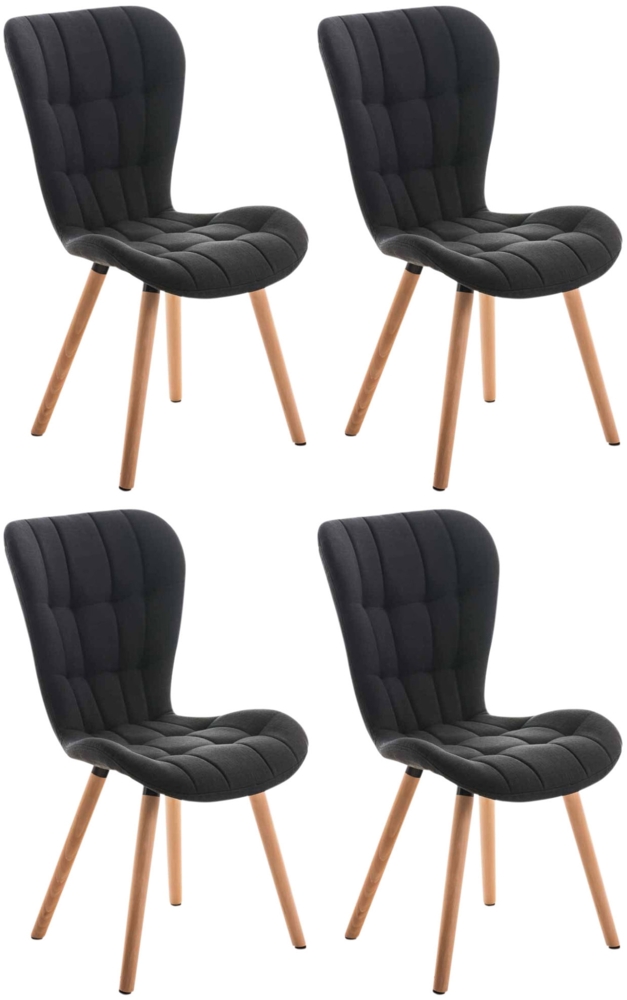 CLP 4er Set Stuhl Elda Stoff natura mit robustem Holzgestell,schwarz Bild 1