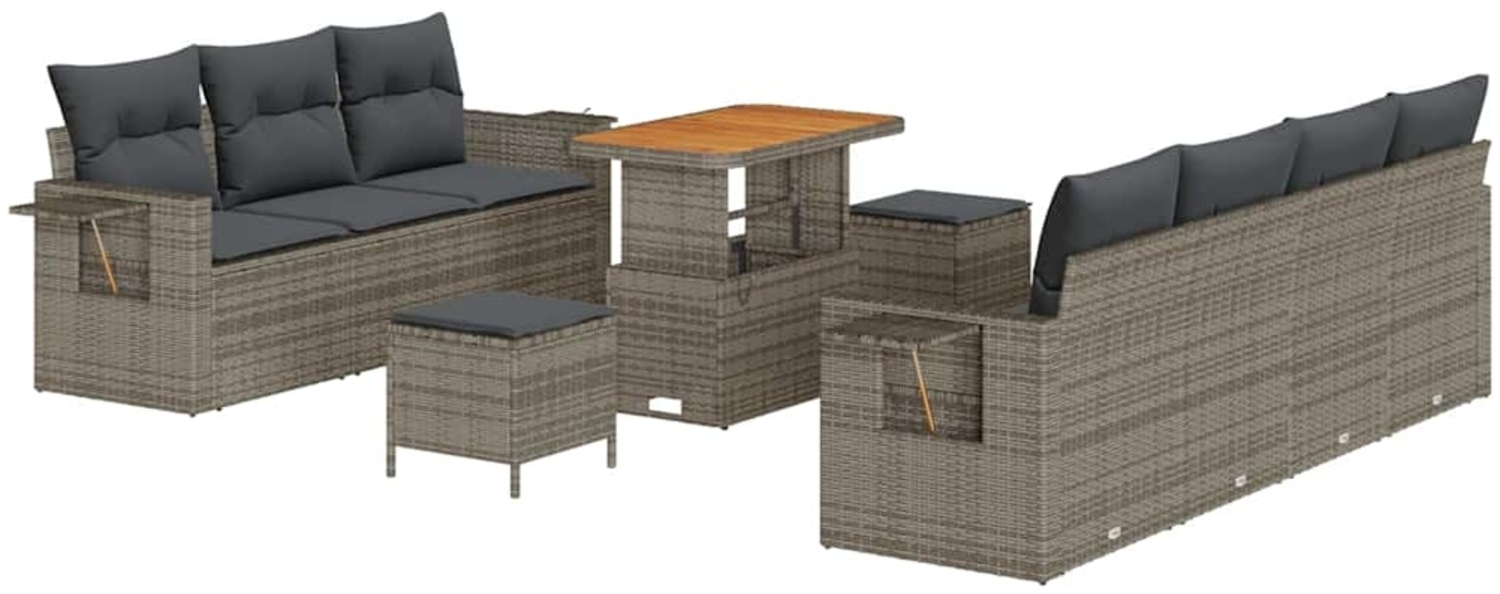 vidaXL Garten-Sofa-Set mit Kissen mit Speicher 10 pcs Grau 3363663 Bild 1