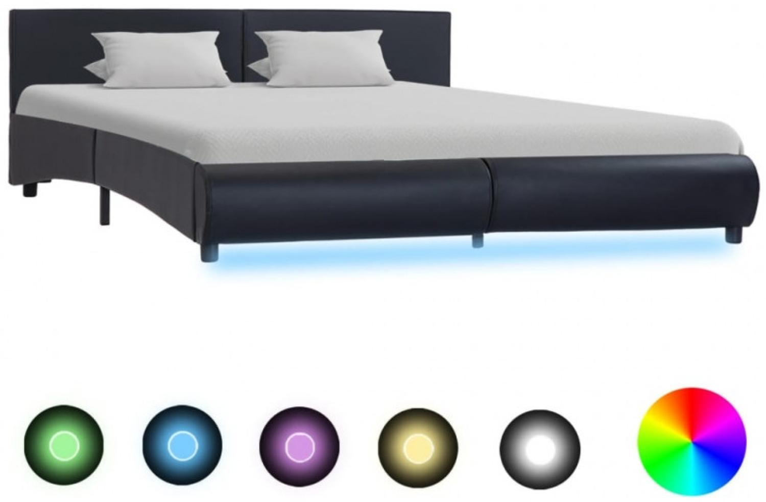 vidaXL Bettgestell mit LED Schwarz Kunstleder 160x200 cm, Mit Beleuchtung [285484] Bild 1