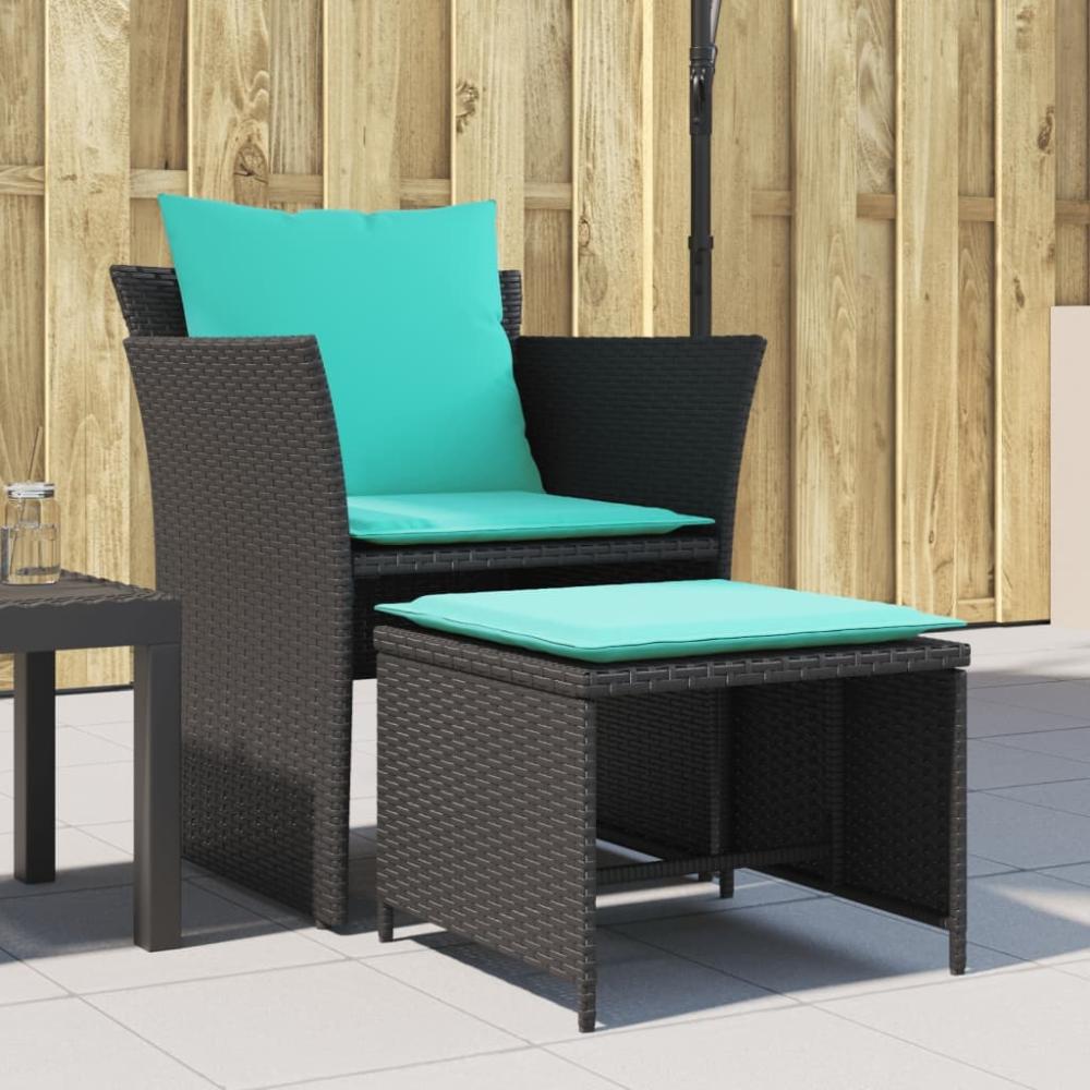 vidaXL Gartenstuhl mit Fußhocker Schwarz Poly Rattan 368624 Bild 1