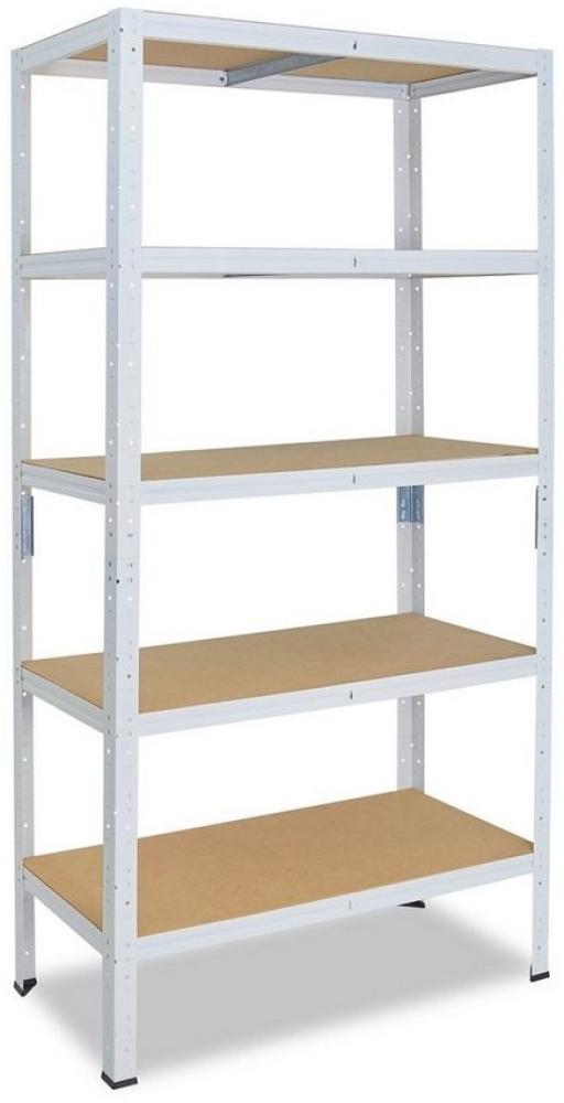 shelfplaza Schwerlastregal HOME, 155x70x30cm weiß, Metallregal mit 5 Böden, als Kellerregal, Garagenregal, Werkstattregal oder Lagerregal, Steckregal Metall mit 175kg Tragkraft Bild 1