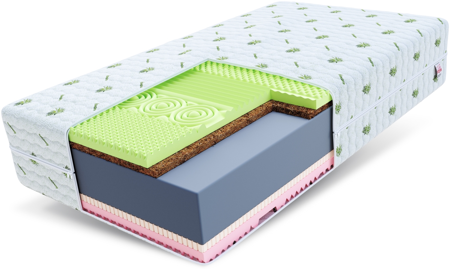 Matratze SAVONA 7 Zonen 120x200 cm H3 H4 22 cm Kokos Latex Visco Aloe Vera Bezug Bild 1