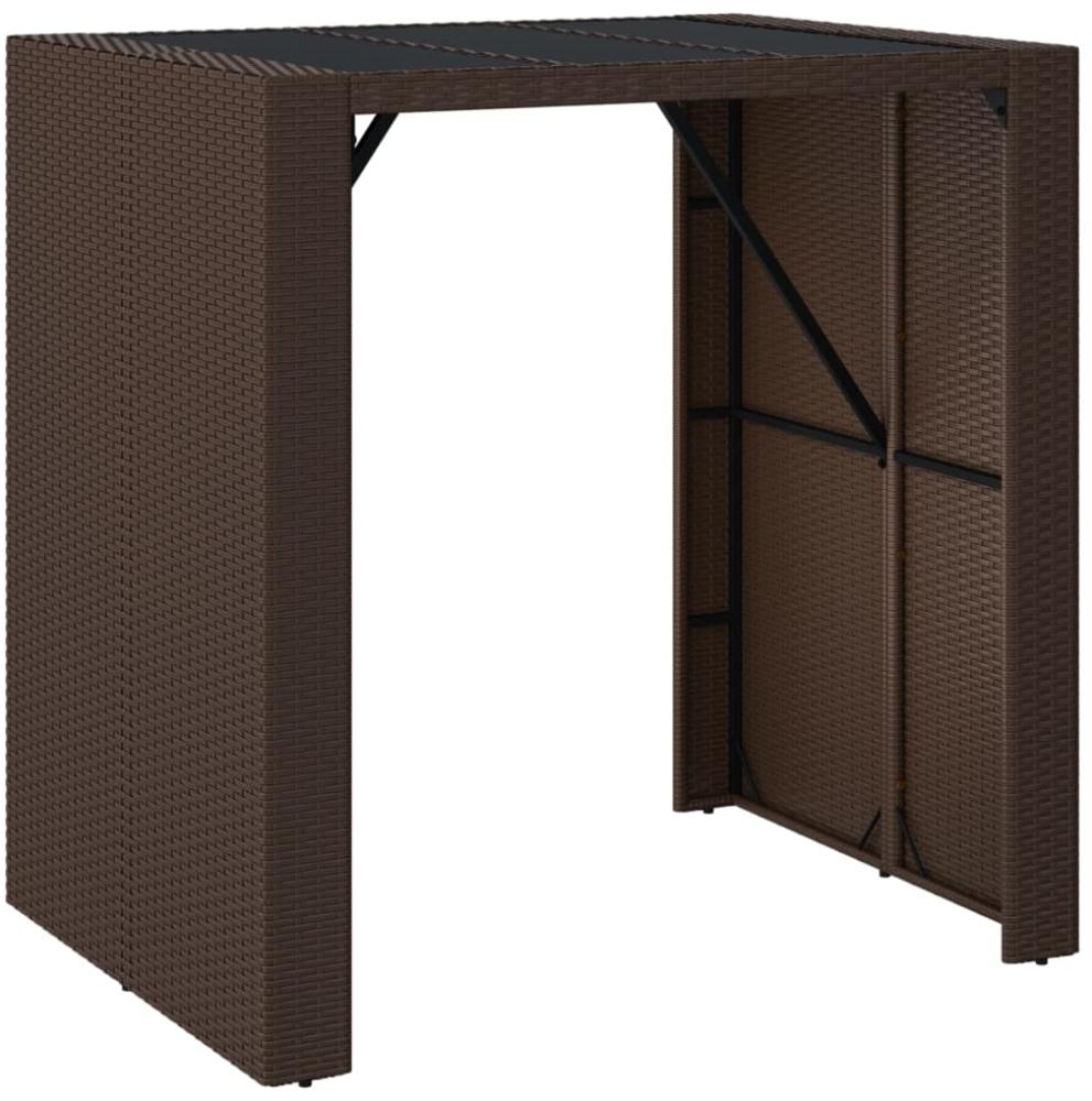 vidaXL Bartisch mit Glasplatte Braun 105x80x110 cm Poly Rattan 362593 Bild 1