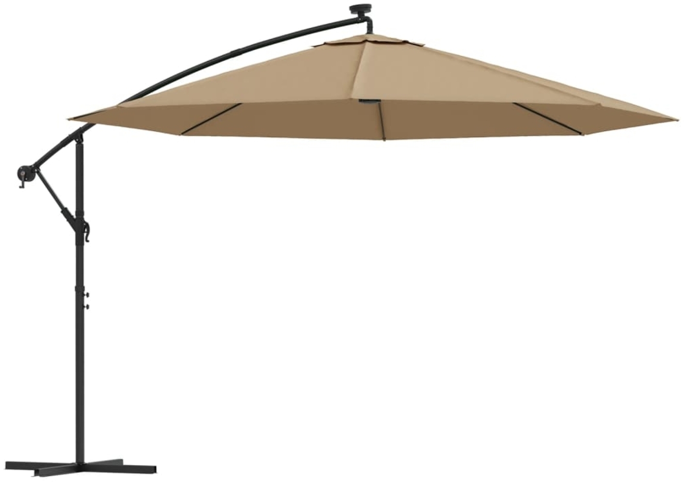 vidaXL Ampelschirm mit LED-Beleuchtung und Metall-Mast 350 cm Taupe 44526 Bild 1