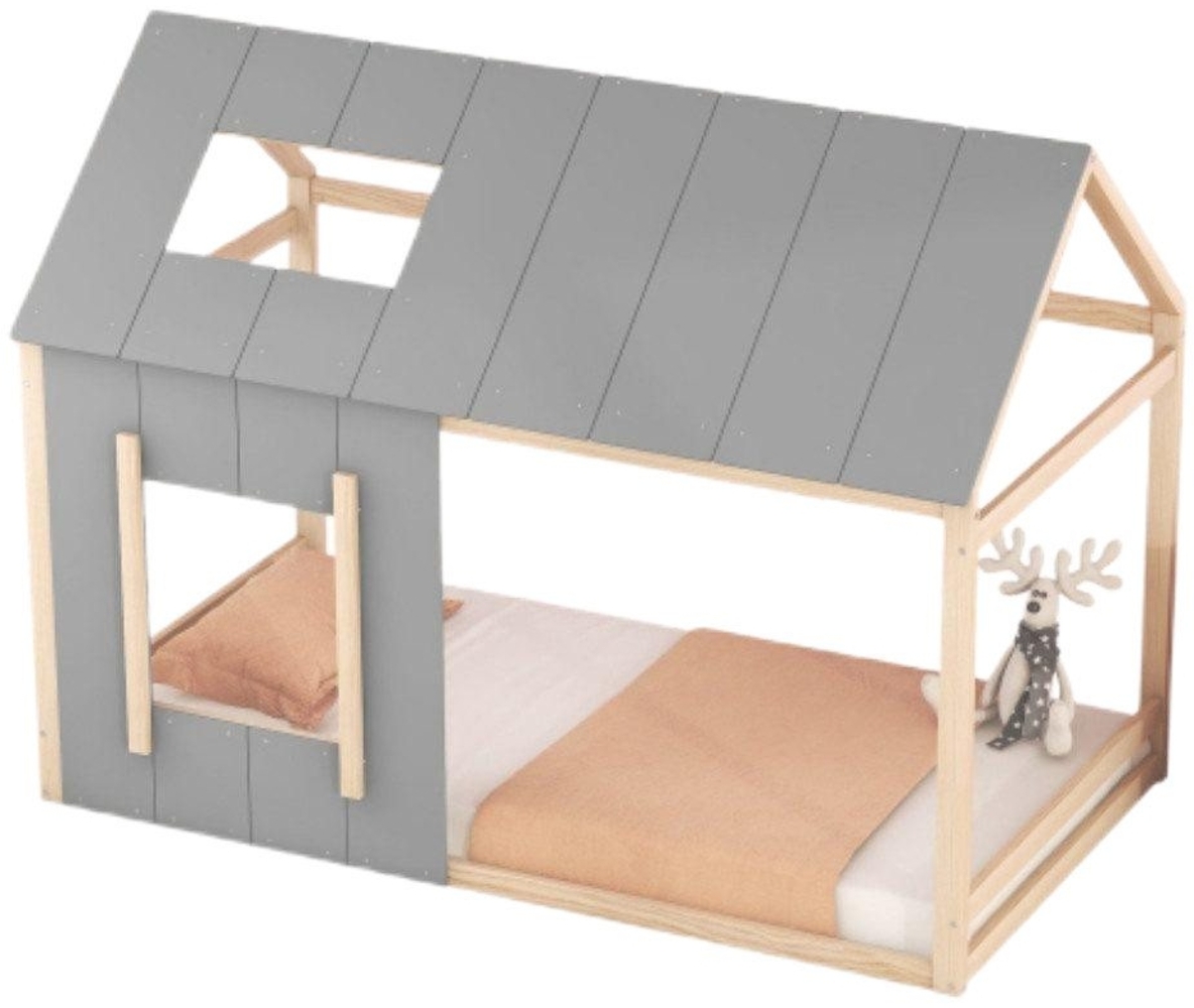 TavilaEcon Kinderbett in Hausform, Holzbett Hausbett Einzelbett mit Dach und Fenster, Einzelhaus-Flachbett 90x200 cm Bild 1