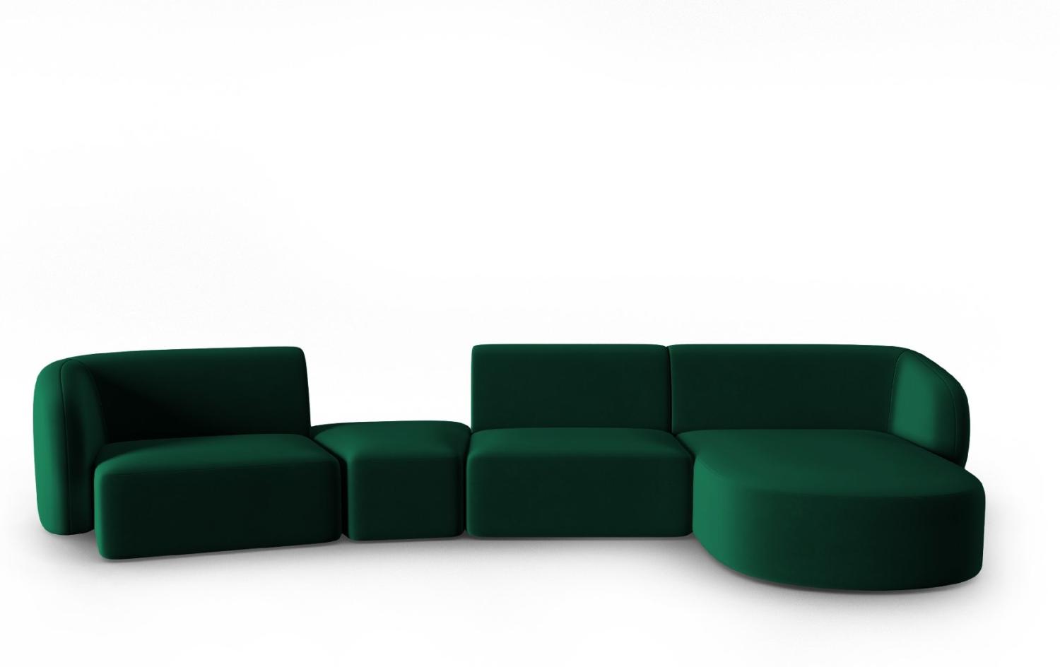 Micadoni Modulares Sofa Shane 5-Sitzer Rechts Samtstoff Flaschengrün Bild 1