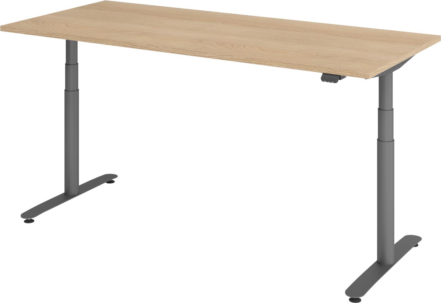 bümö elektrisch höhenverstellbarer Schreibtisch 180x80 cm mit Memory, Bluetooth & App-Steuerung - Schreibtisch höhenverstellbar elektrisch , elektrischer Schreibtisch Eiche, Gestell graphit, XDLR-19-E-G Bild 1