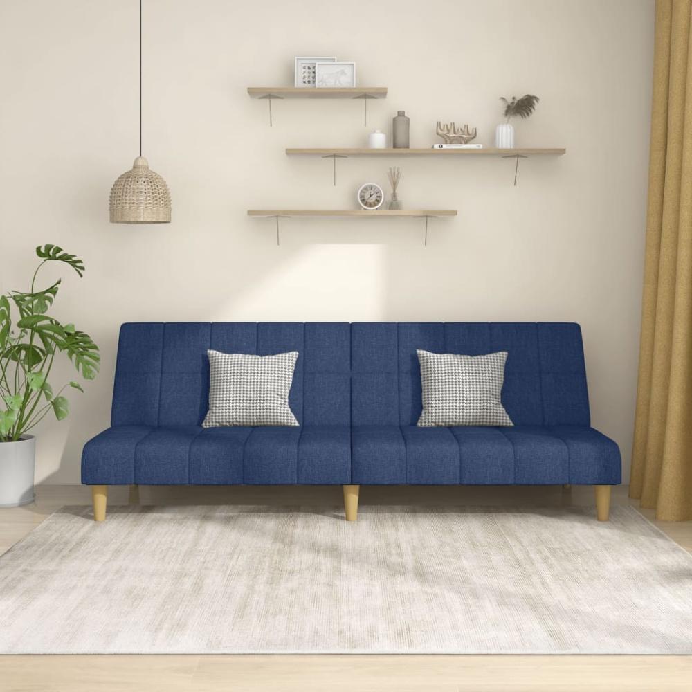 vidaXL Schlafsofa 2-Sitzer Blau Stoff Bild 1