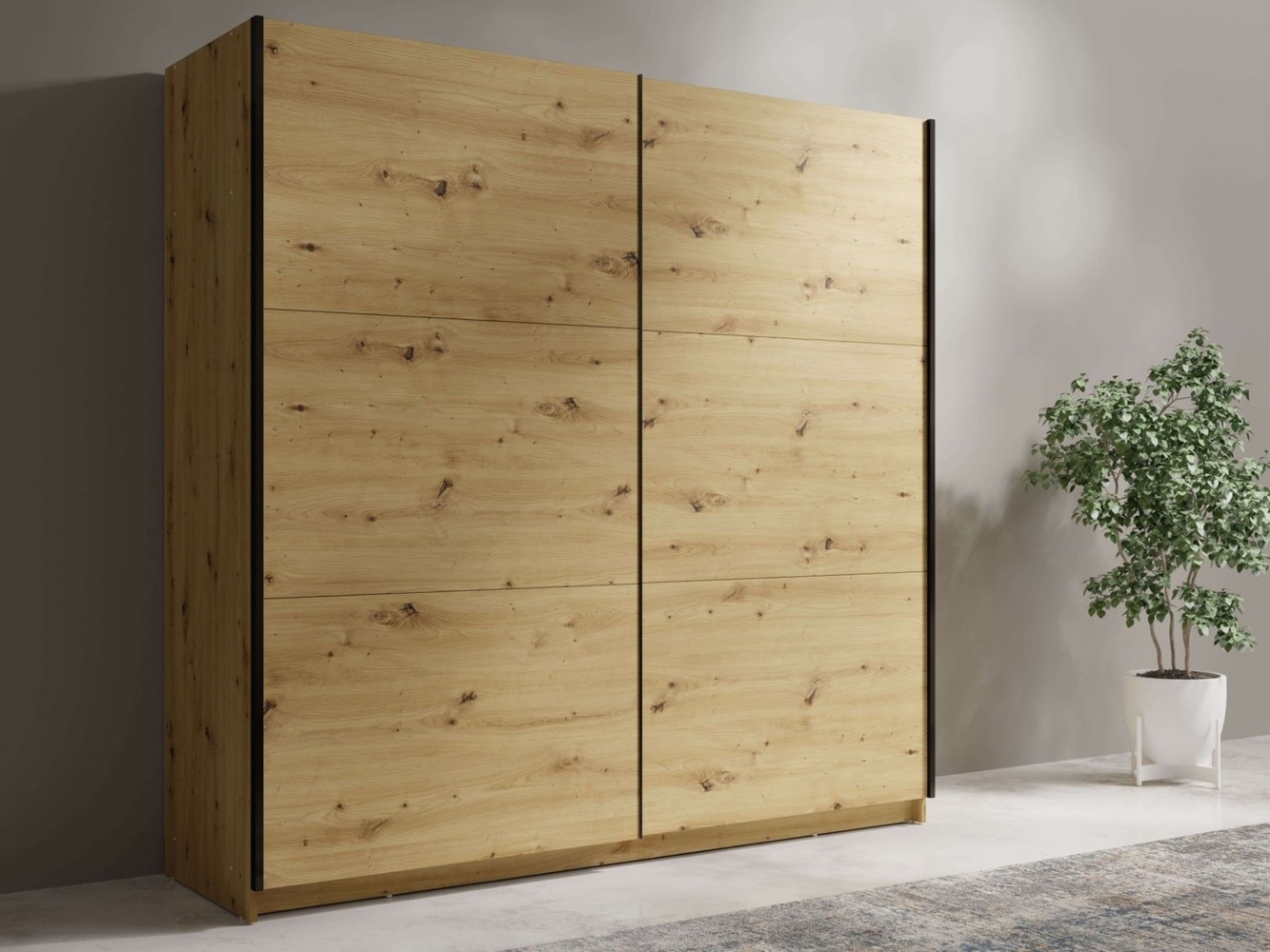 INOSIGN Kleiderschrank Kleiderschrank Fresno mit 5 Einlegeböden und Kleiderstange Garderobe mit 2 Schwebetüren, B/H/T 150/207/62 cm Bild 1