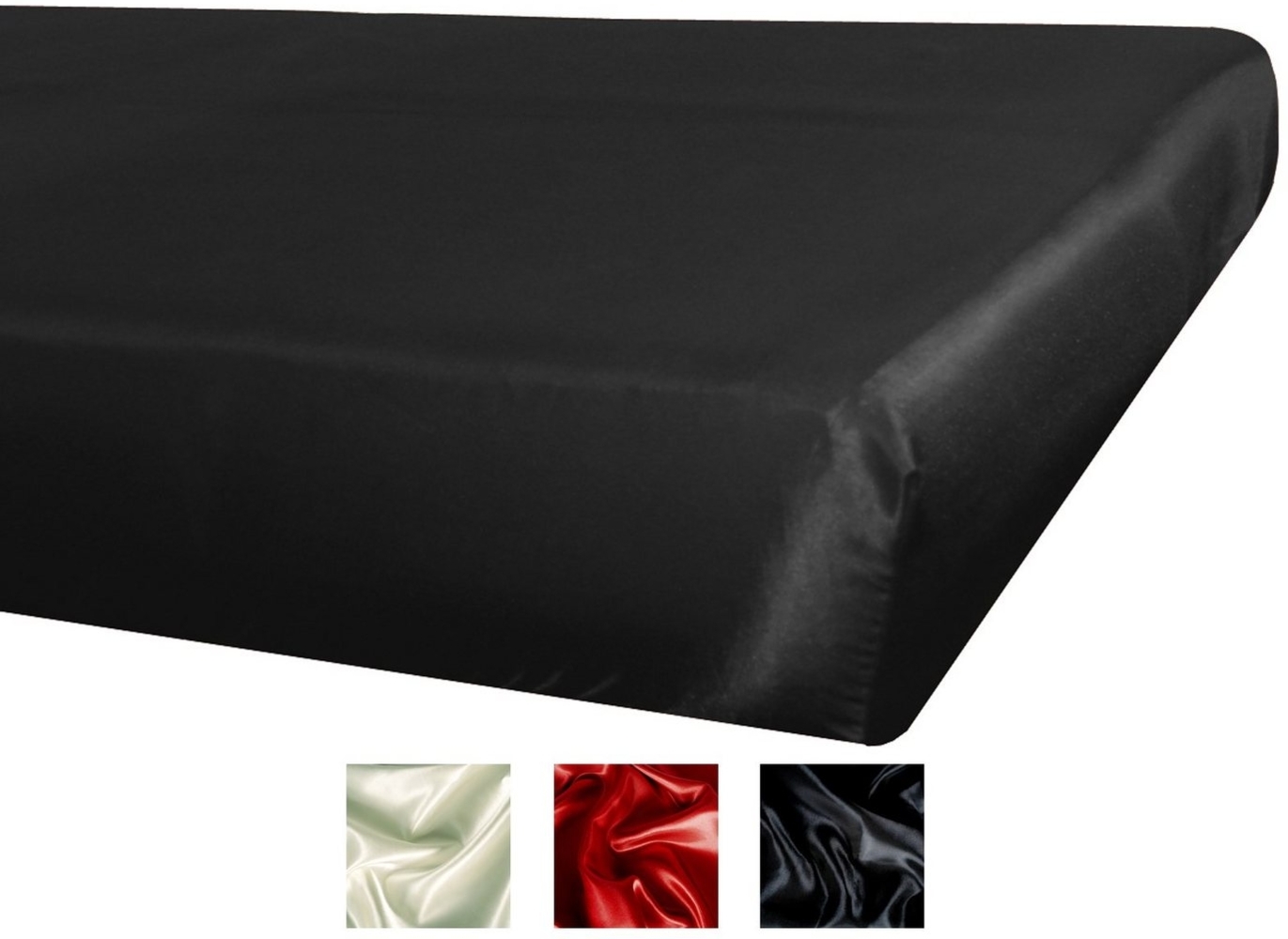 Spannbetttuch ca. 160x200 cm schwarz Glanz Satin anschmiegsam & edel beties Bild 1