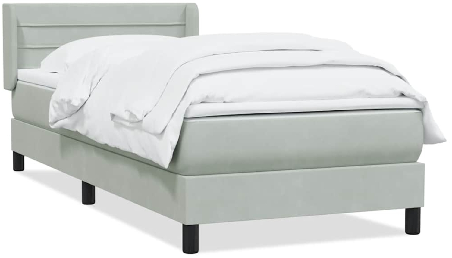 vidaXL Boxspringbett mit Matratze Hellgrau 90x210 cm Samt 3318183 Bild 1