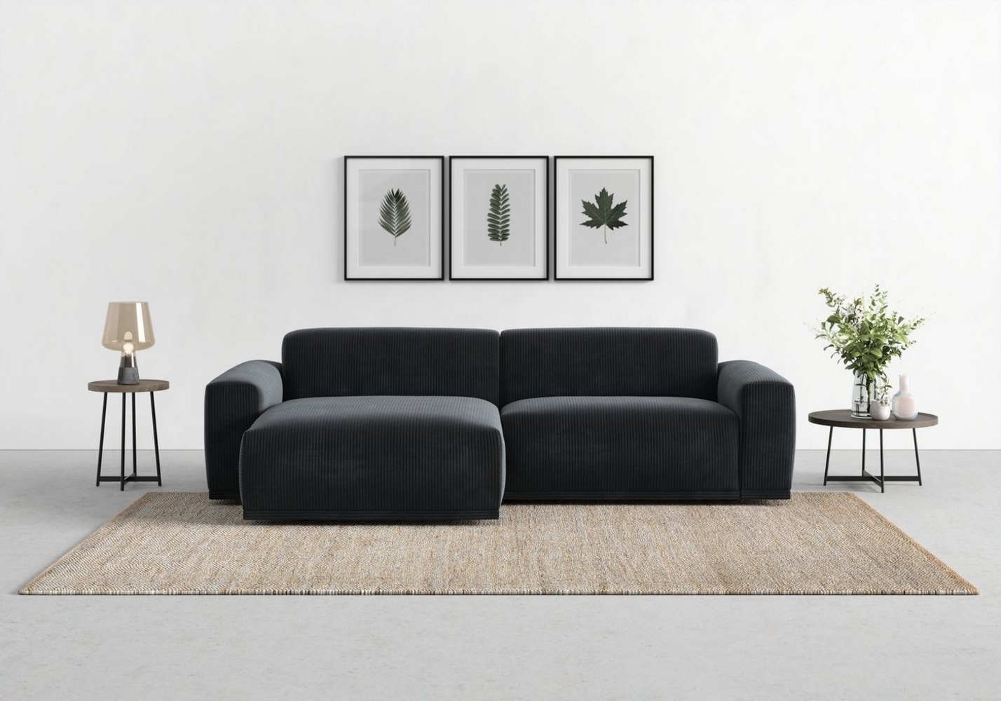 TRENDMANUFAKTUR Ecksofa Braga, mit hochwertigem Kaltschaum, L-Form, in Cord erhältlich, 2 Teile, modernes Sofa, Couch mit hohem Sitzkomfort, 255/72/160 cm (B/H/T) Bild 1